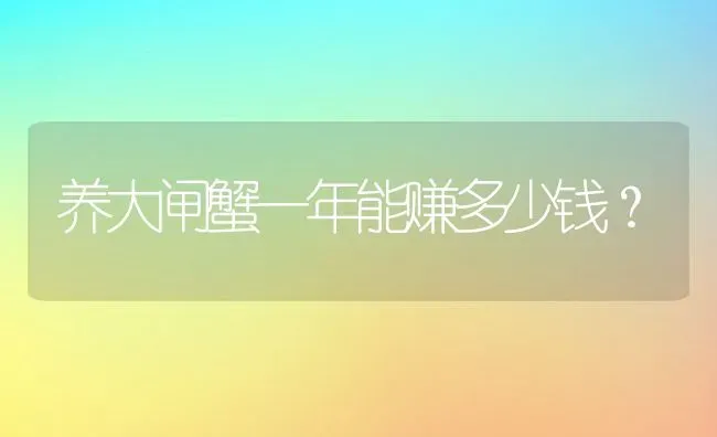 养大闸蟹一年能赚多少钱？ | 动物养殖百科