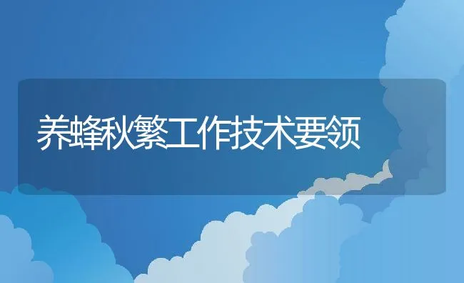 养蜂秋繁工作技术要领 | 水产养殖知识