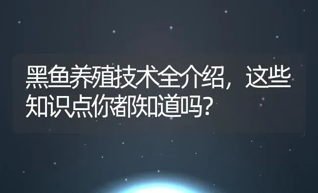 黑鱼养殖技术全介绍，这些知识点你都知道吗？ | 动物养殖百科