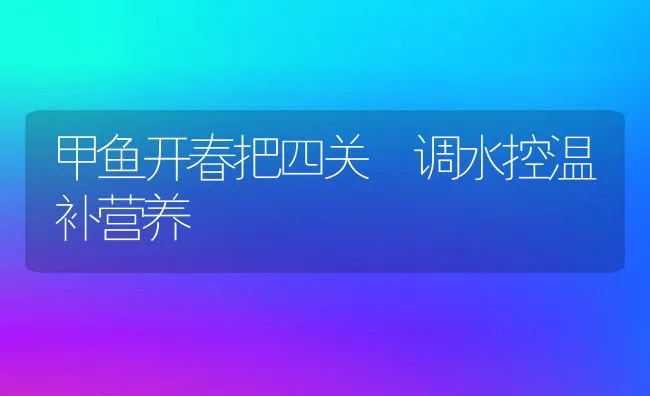 甲鱼开春把四关　调水控温补营养 | 动物养殖学堂