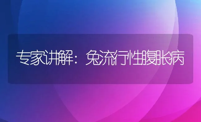 专家讲解：兔流行性腹胀病 | 水产养殖知识