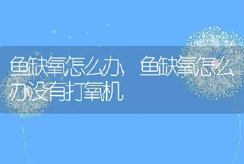 鱼缺氧怎么办，鱼缺氧怎么办没有打氧机