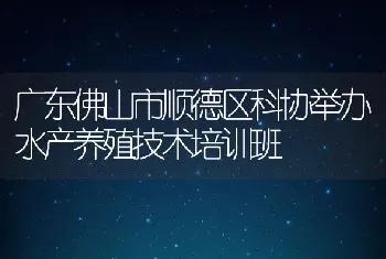 广东佛山市顺德区科协举办水产养殖技术培训班