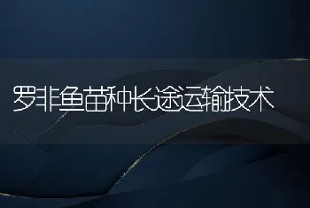 罗非鱼苗种长途运输技术