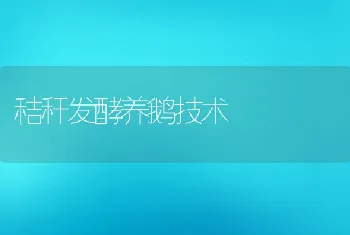 秸秆发酵养鹅技术