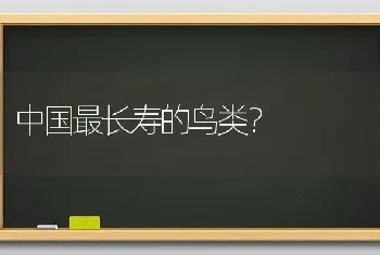 中国最长寿的鸟类？