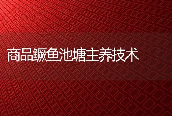 商品鳜鱼池塘主养技术