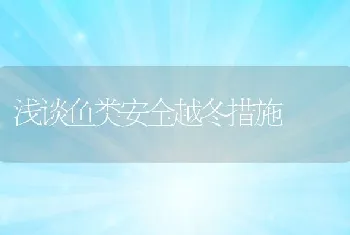 浅谈鱼类安全越冬措施