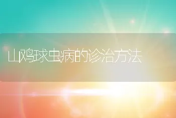 山鸡球虫病的诊治方法