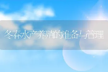 冬春水产养殖的准备与管理