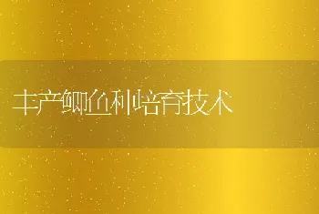 丰产鲫鱼种培育技术