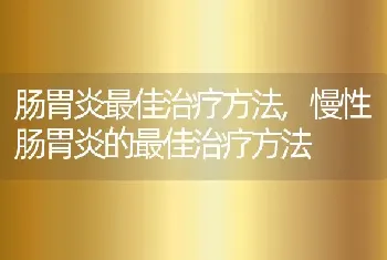 肠胃炎最佳治疗方法，慢性肠胃炎的最佳治疗方法