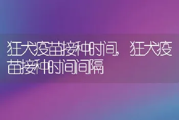 狂犬疫苗接种时间，狂犬疫苗接种时间间隔