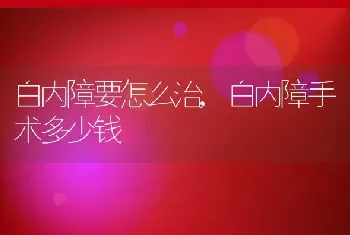 白内障要怎么治，白内障手术多少钱