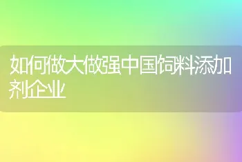 如何做大做强中国饲料添加剂企业