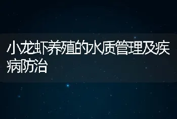 小龙虾养殖的水质管理及疾病防治