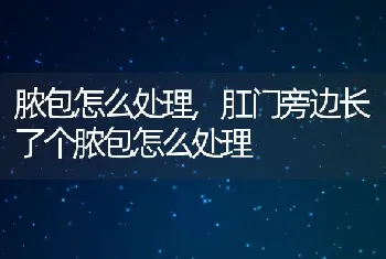 脓包怎么处理，肛门旁边长了个脓包怎么处理