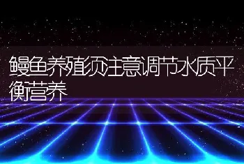 鳗鱼养殖须注意调节水质平衡营养