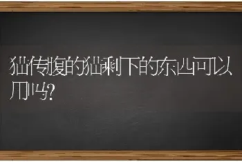 猫传腹的猫剩下的东西可以用吗？