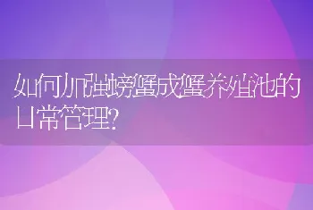 如何加强螃蟹成蟹养殖池的日常管理？