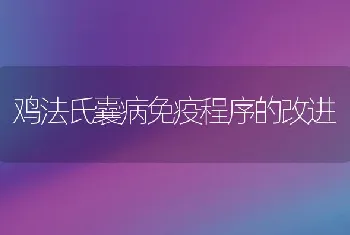 鸡法氏囊病免疫程序的改进