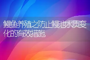 鳗鱼养殖之防止鳗池水质变化的有效措施