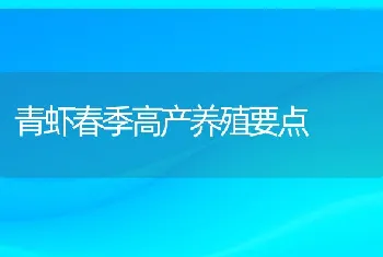 青虾春季高产养殖要点