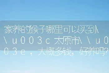 家养的猴子哪里可以买到\u003c太原市\u003e，大概多钱，好养吗？