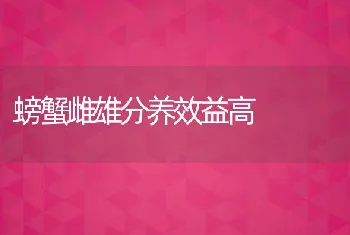 螃蟹雌雄分养效益高