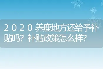 2020养鹿地方还给予补贴吗？补贴政策怎么样？