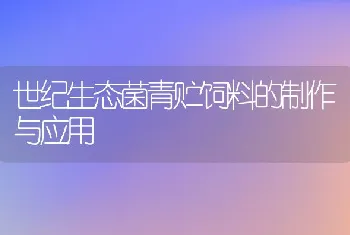 世纪生态菌青贮饲料的制作与应用