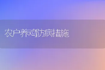 农户养鸡防病措施