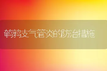 鹌鹑支气管炎的防治措施