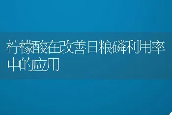 柠檬酸在改善日粮磷利用率中的应用