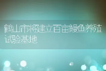 鹤山市将建立百亩鳗鱼养殖试验基地