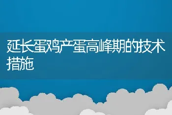 延长蛋鸡产蛋高峰期的技术措施