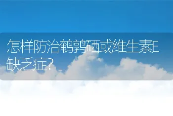 怎样防治鹌鹑硒或维生素E缺乏症？