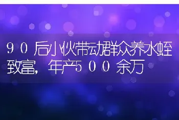 90后小伙带动群众养水蛭致富，年产500余万