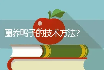 圈养鸭子的技术方法？