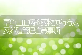 草鱼出血病的药物预防方法及养殖管理注意事项