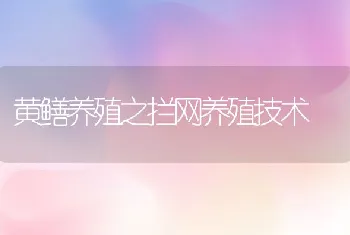 黄鳝养殖之拦网养殖技术