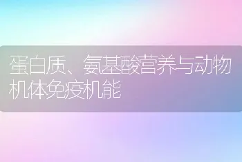 蛋白质、氨基酸营养与动物机体免疫机能