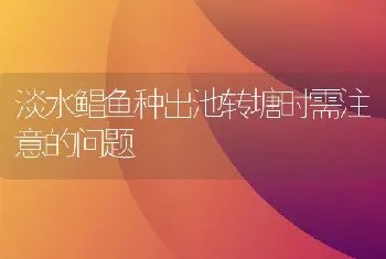 淡水鲳鱼种出池转塘时需注意的问题