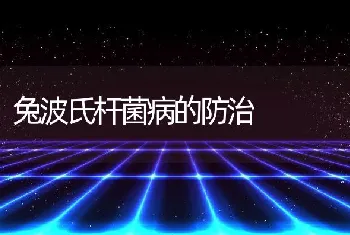 兔波氏杆菌病的防治