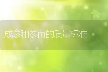 成参和参苗的质量标准