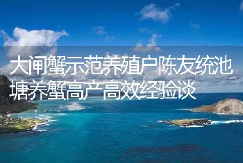 大闸蟹示范养殖户陈友统池塘养蟹高产高效经验谈