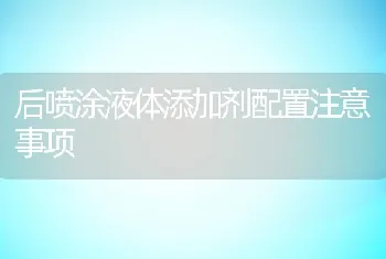 后喷涂液体添加剂配置注意事项