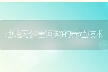 池塘无公害河蟹的养殖技术