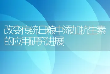 改变传统日粮中添加抗生素的应用研究进展