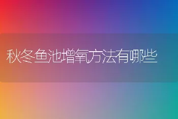 秋冬鱼池增氧方法有哪些